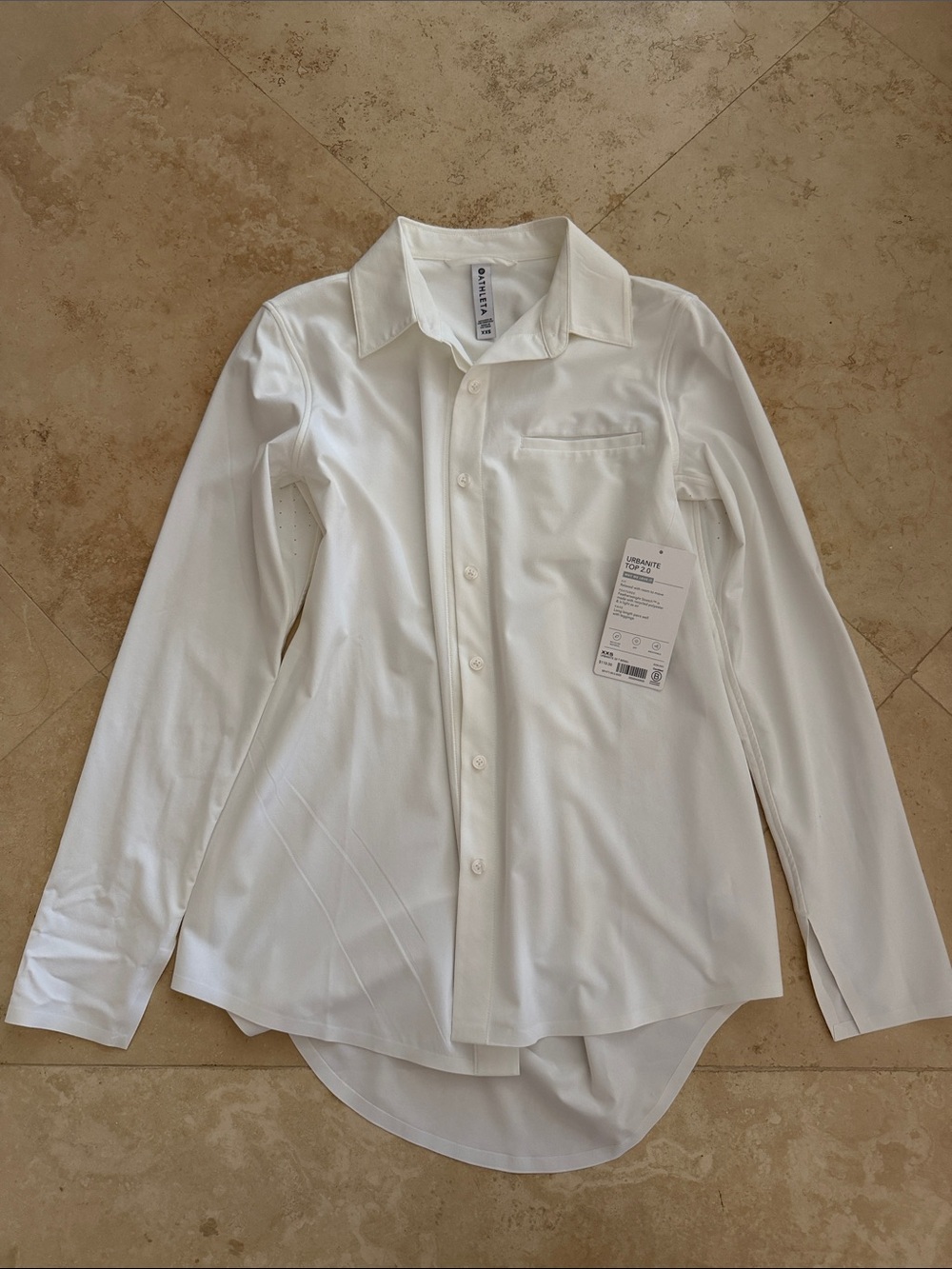 Athleta White Button-Down Shirt - Long Sleeve Women's Top